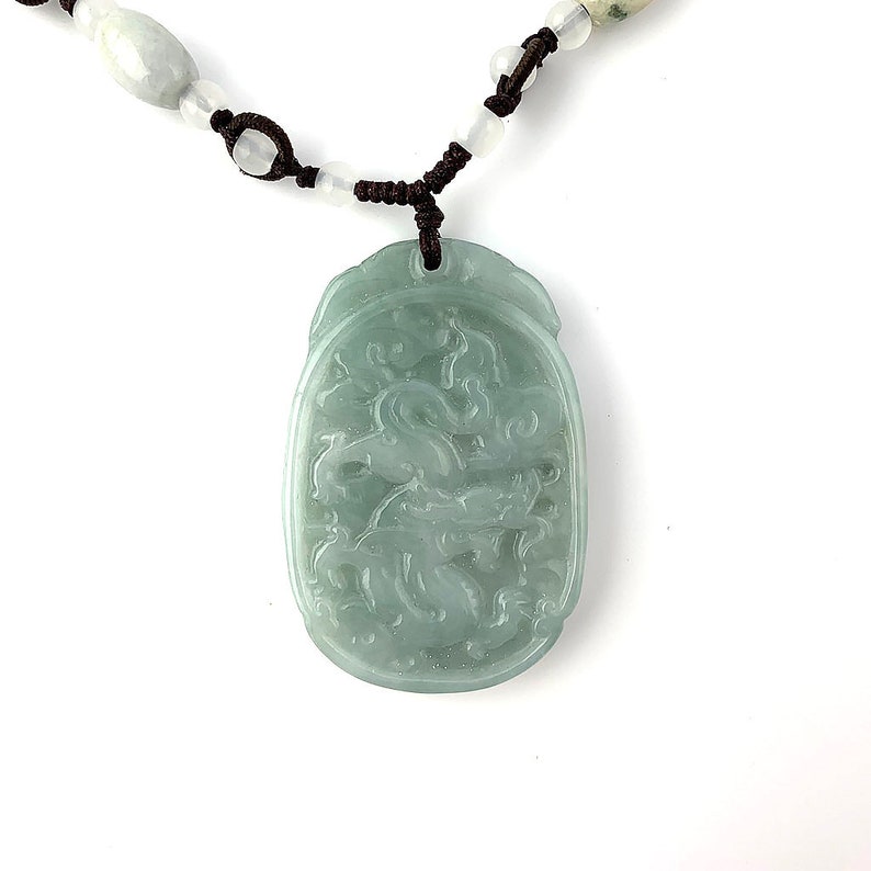 Jadeite Jade Dragon Zodiac Carved Necklace