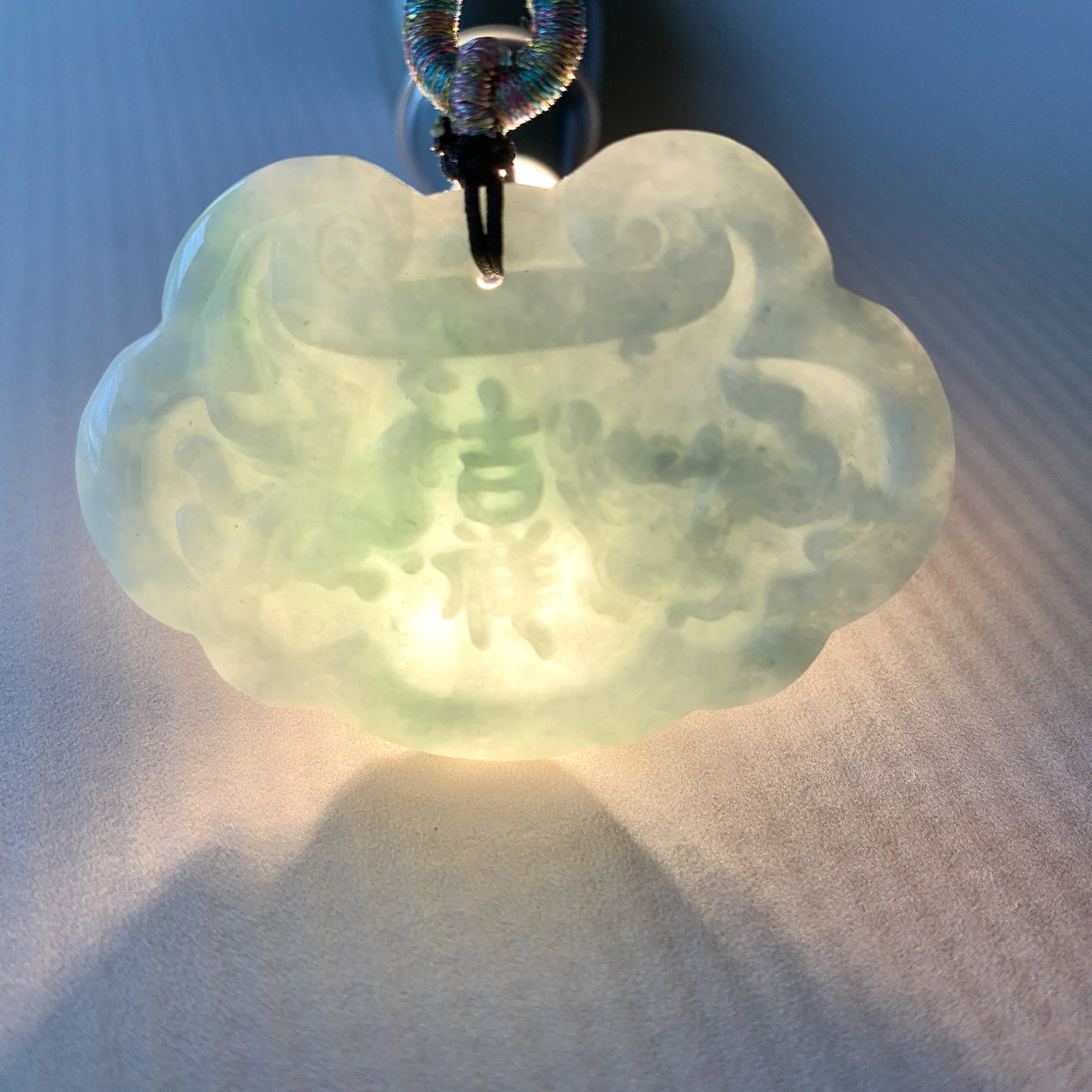 Large Jadeite Jade Longevity Lock Carved Necklace 长命锁 | Etsy