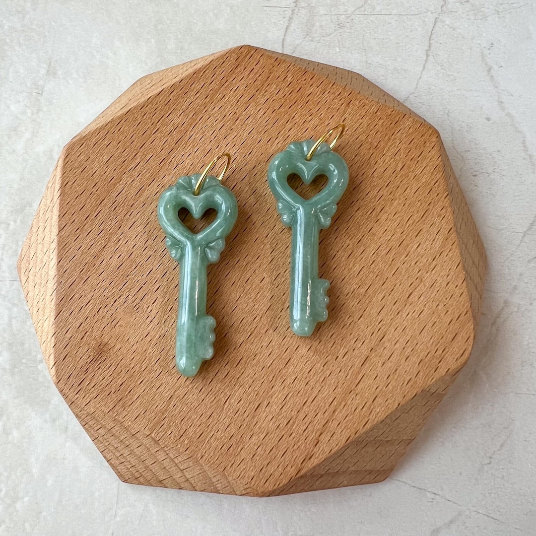 Jade Heart Key Pendant With 18K Gold, YO-0424-1722862470 - Etsy
