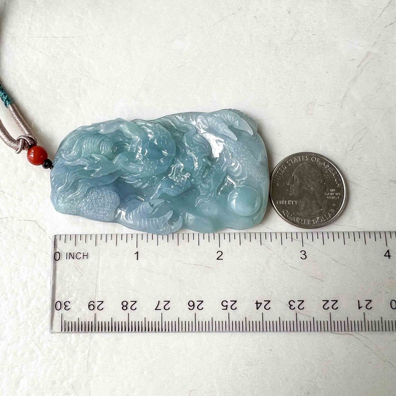 Hydd Light Blue Purple Jadeite Jade Dragon Chinese Zodiac Hand Carved ...
