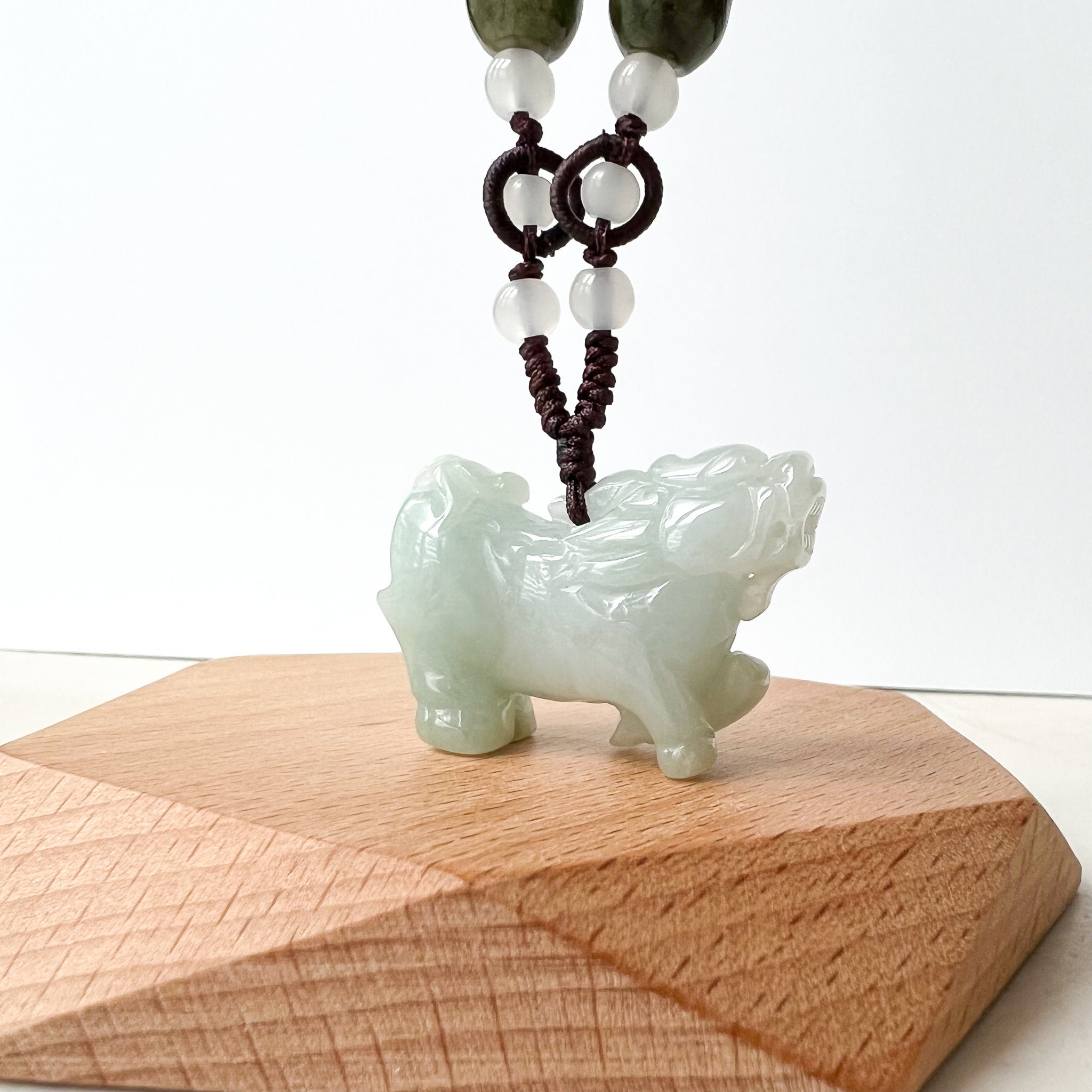 翡翠麒林、麒麟、キリンドラゴン彫刻ネックレス、YW-0110-1647022524