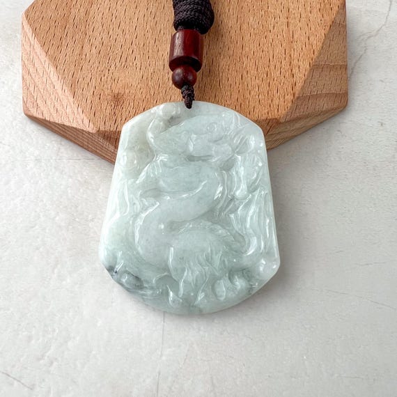 Pendentif Dragon En Jade Vert Clair - Pierre Naturelle - Neuf Sans Emballage