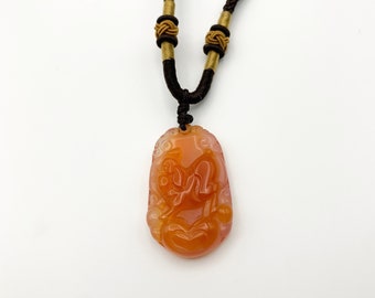 Pendentif en agate rouge, sanglier, sanglier, zodiaque sculpté en cornaline, YW-0110-1646192276