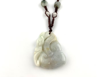 Giadeite Giada Lucky Ruyi, Ru Yi, 如意, Collana con ciondolo intagliato a mano, YW-0110-1647022446