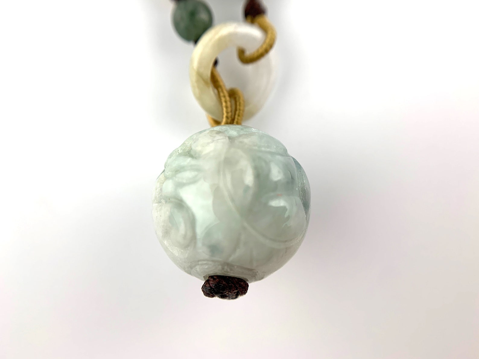 Jadeite Jade Ball Carved Necklace Etsy