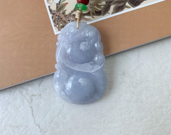 Purple Jadeite Jade Pi Xiu, Pixiu, 貔貅, Ruyi Calabash Stone Bottle Gourd Pendant Necklace, YW-0110-1646781816