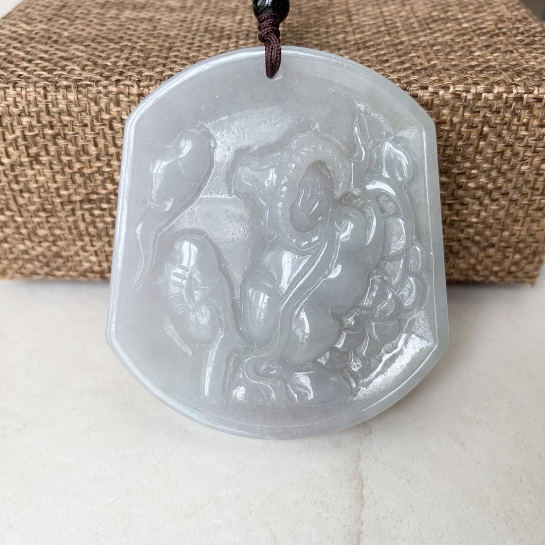 Large Ox Jadeite Jade Bull Cow Chinese Zodiac Carved Pendant Etsy