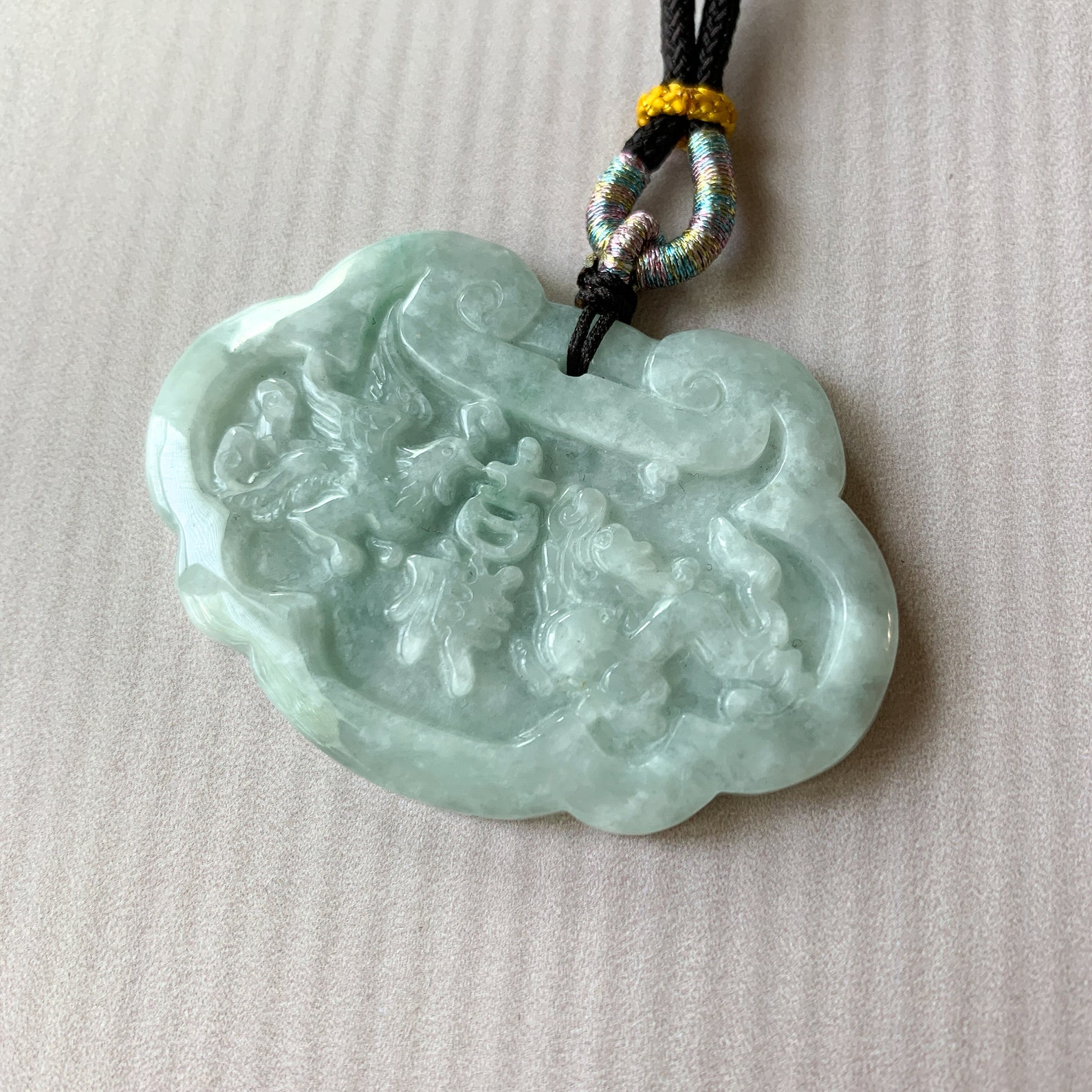 Large Jadeite Jade Longevity Lock Carved Necklace 长命锁 - Etsy