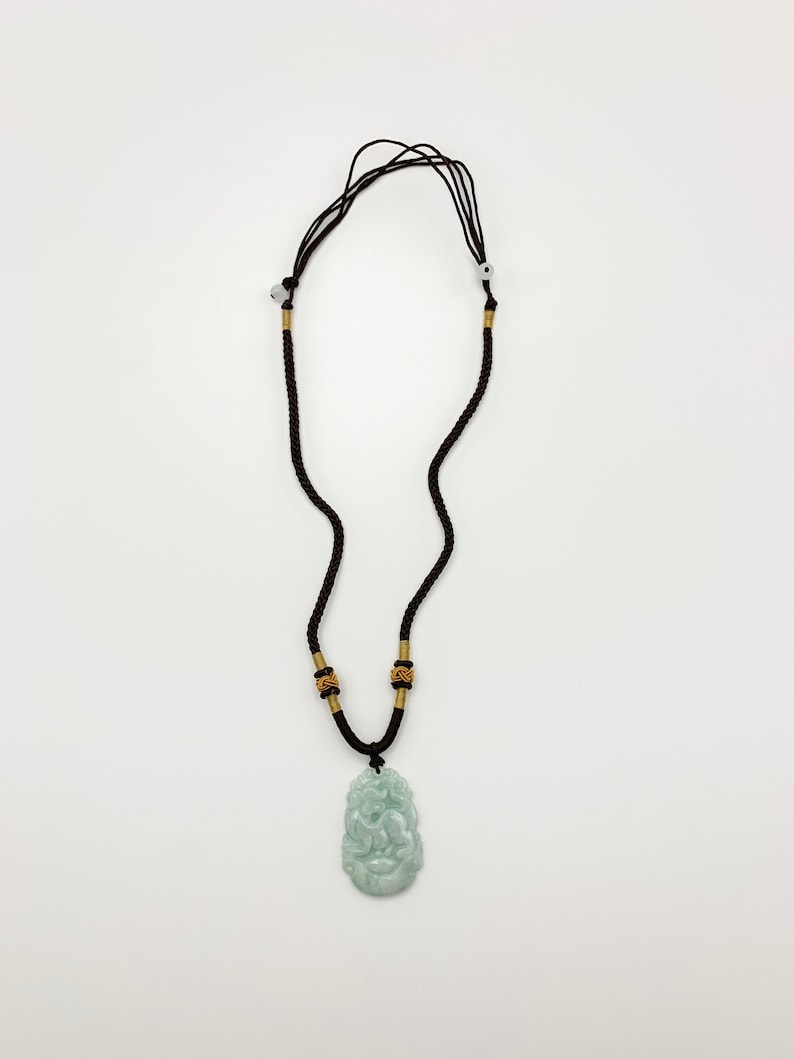 Jadeite Jade Dog Chinese Zodiac Carved Pendant Necklace