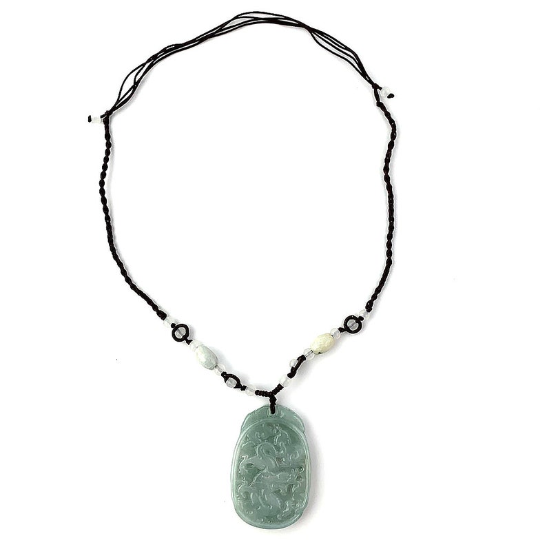 Jadeite Jade Dragon Zodiac Carved Necklace