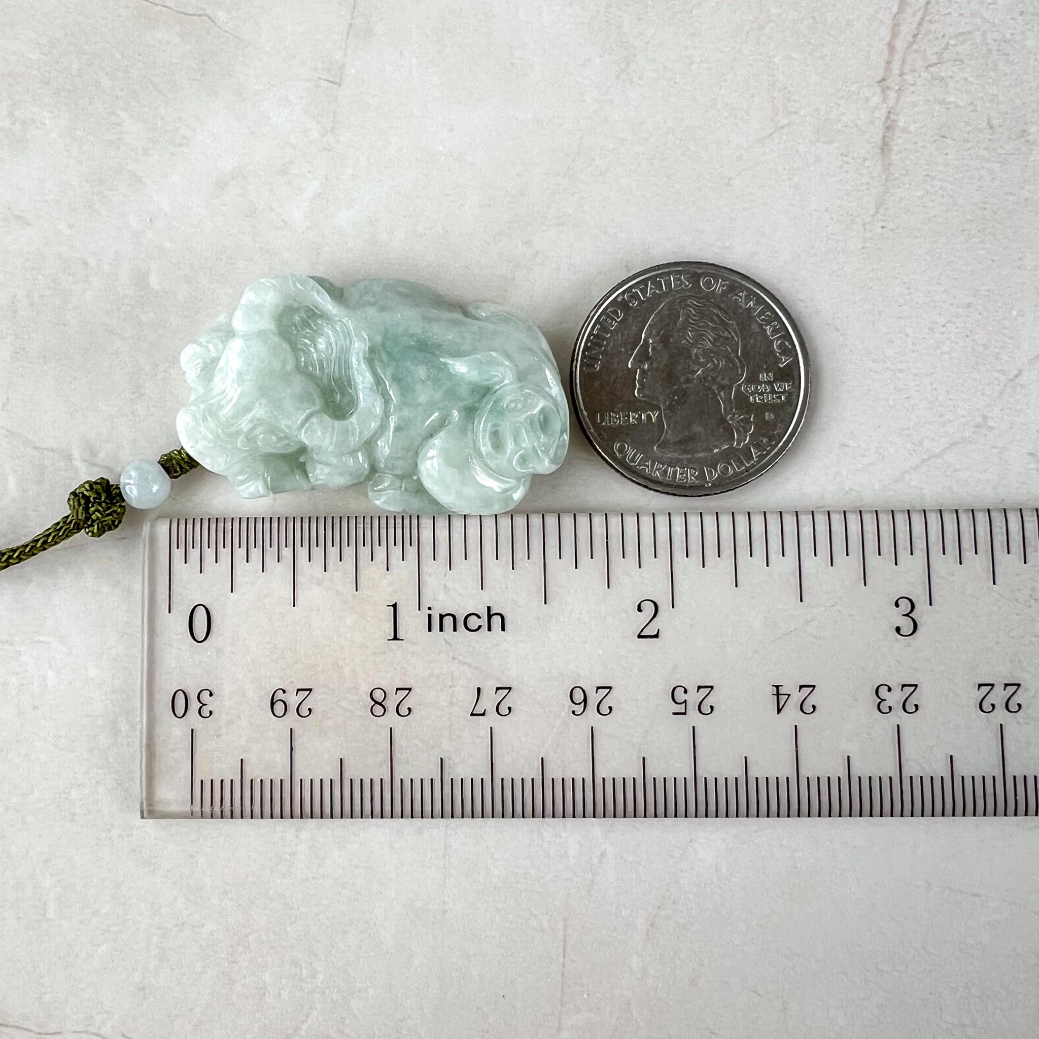 Jadeite Jade Ox Bull Cow Chinese Zodiac Carved Necklace (right
