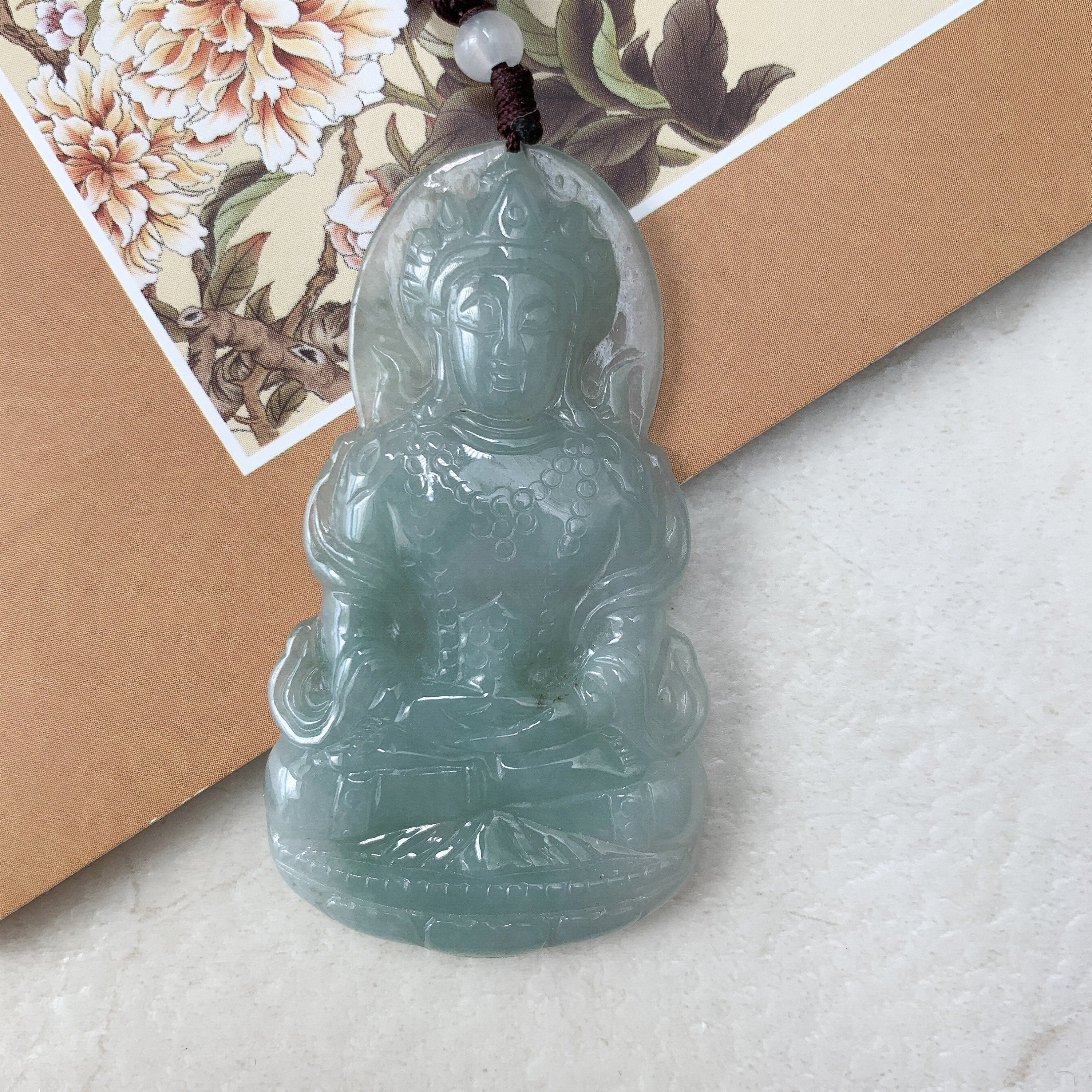 翡翠製観音菩薩像手彫りペンダントネックレス、YJ-0321-0231980 - Etsy