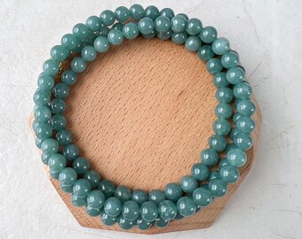 6.7 mm 108 Blue Green Jadeite Jade Mala Beads Bracelet Necklace, LIL-0424-1738445855