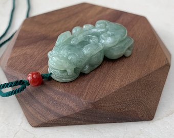 Jadeite Jade Dragon Pixiu Dragon Chinese Carved Pendant, YJ-0921-0132758