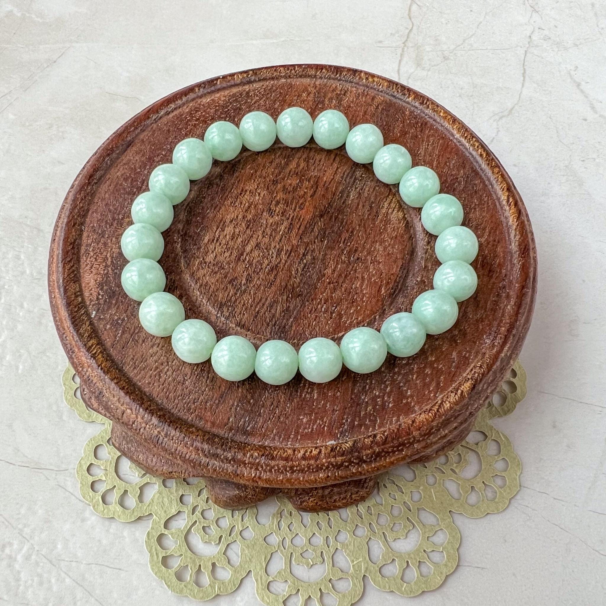 8.0 Mm Light Green Natural Jadeite Jade Small Beaded