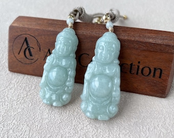 Jadeite Jade Standing Amitabha, Amida, 阿弥陀佛, Carved Pendant Necklace, YJ-0422-0393518