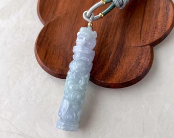 Pendentif en jade colonne pilier dragon violet lavande, collier pendentif en jade jadéite sculpté à la main, YGR-0823-1736734853