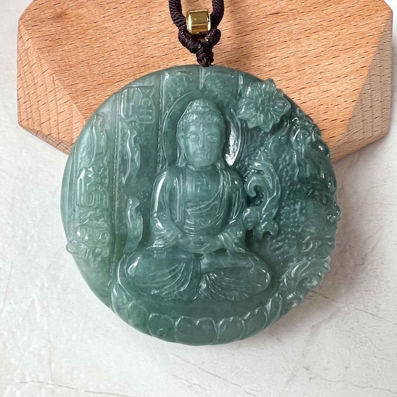 Jadeite Jade Vairocana Buddha With Demon Face Da Ri Ru Lai i Nh t Nh Lai Hand Carved Jade Pendant Necklace YJ 1022 0064614 Etsy
