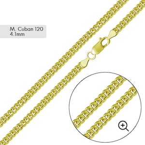 4.1 mm Gold Plated 925 Sterling Silver Miami Curb Chain, Gold Vermeil Chain
