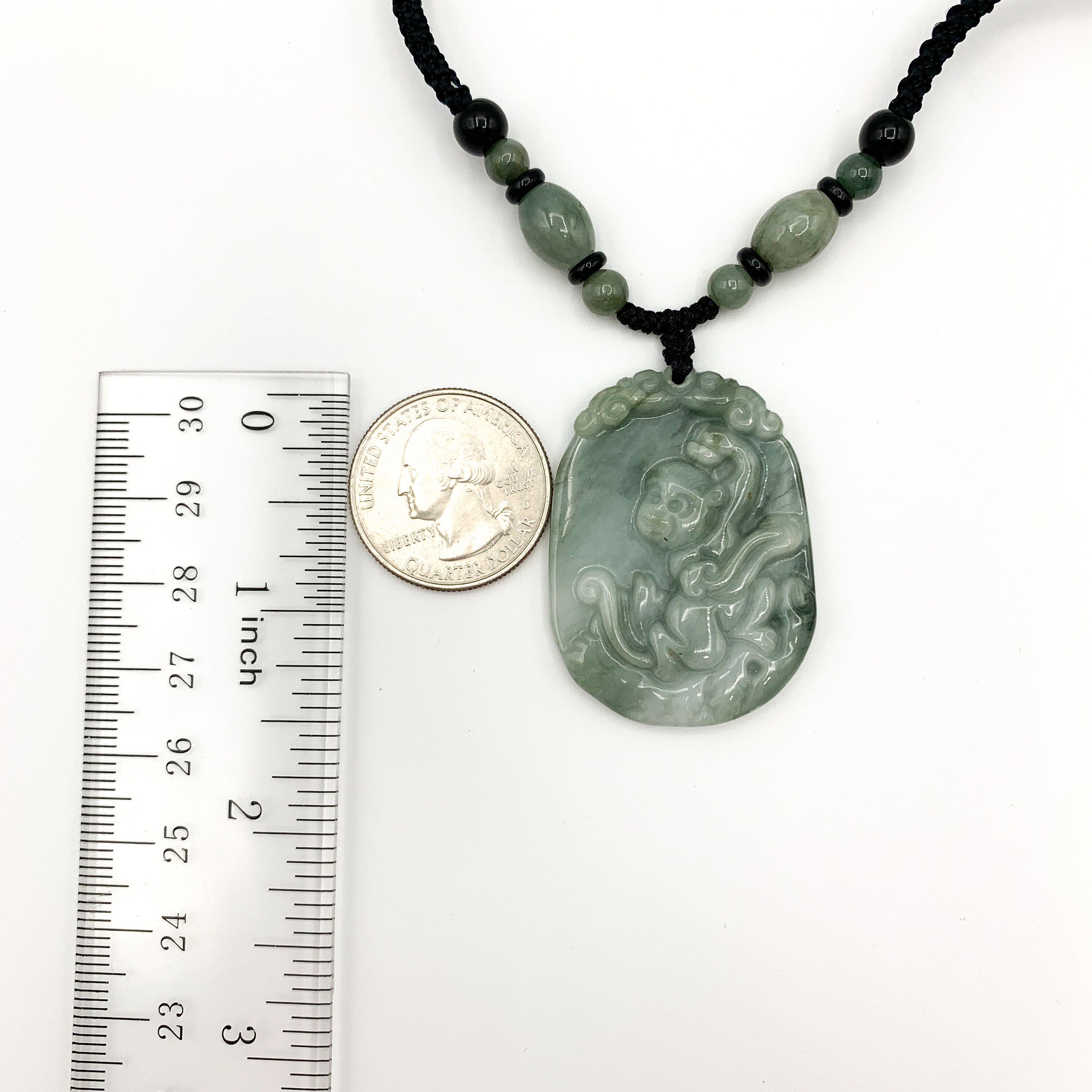 Jadeite Jade Monkey Chinese Zodiac Carved Pendant Necklace | Etsy
