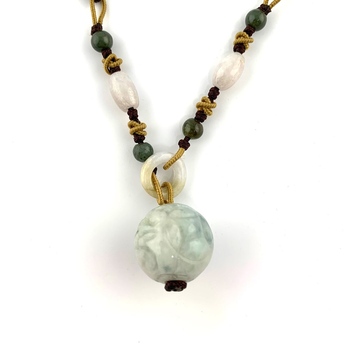 Jadeite Jade Ball Carved Necklace Etsy