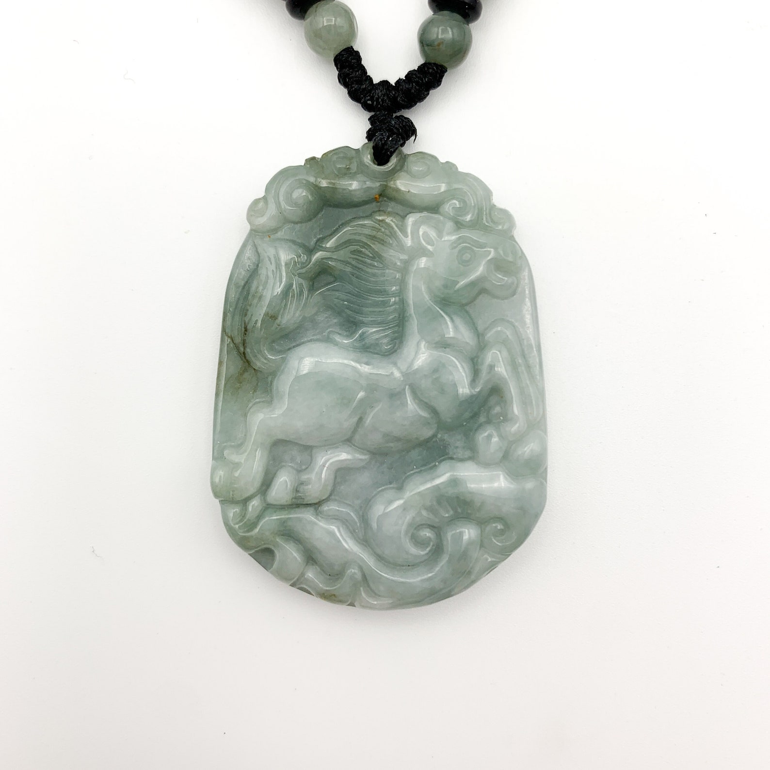Horse Jade Jadeite Chinese Zodiac Carved Pendant Necklace | Etsy