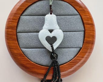 Devoted Heart White Light Lavender Jadeite Jade Pendant Necklace, YW-0110-1646975310