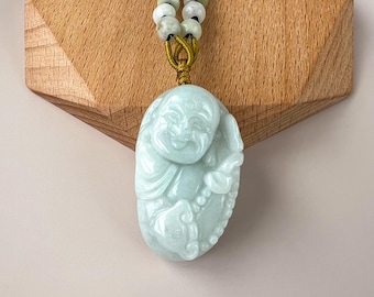Cradle of Bliss Happy Buddha Jade Pendant, Jadeite Jade Carved Pendant, YW-0110-1647012807