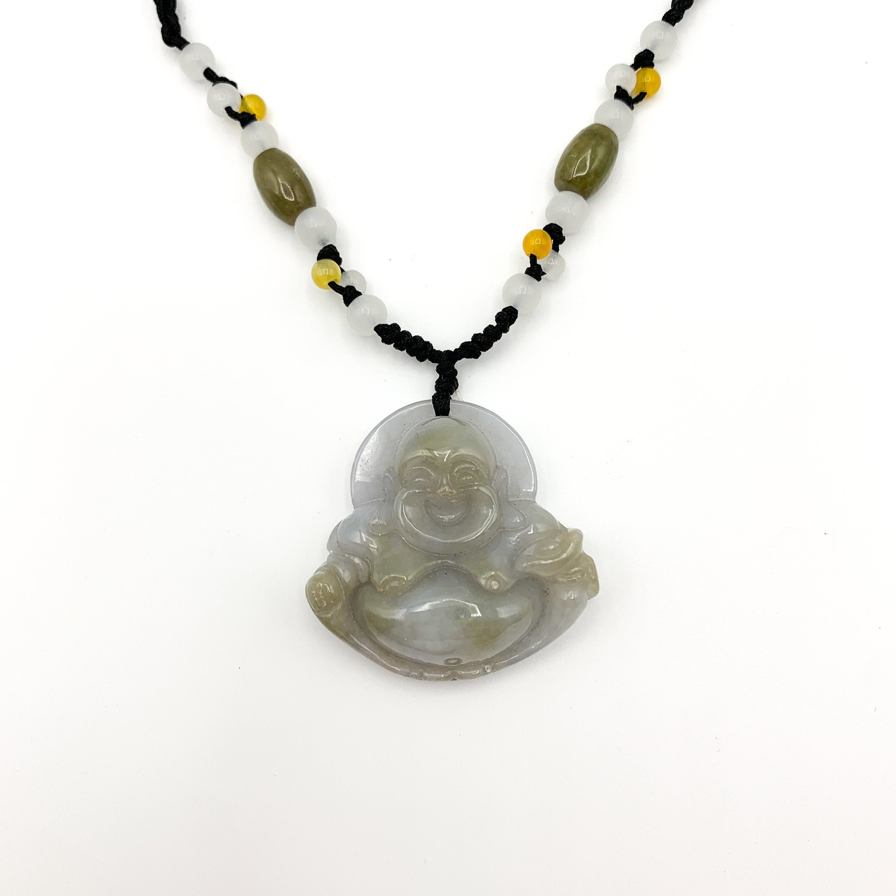 翡翠翡翠幸せ笑う仏陀彫刻ペンダント、YW-0110-1647012599 - Etsy 日本