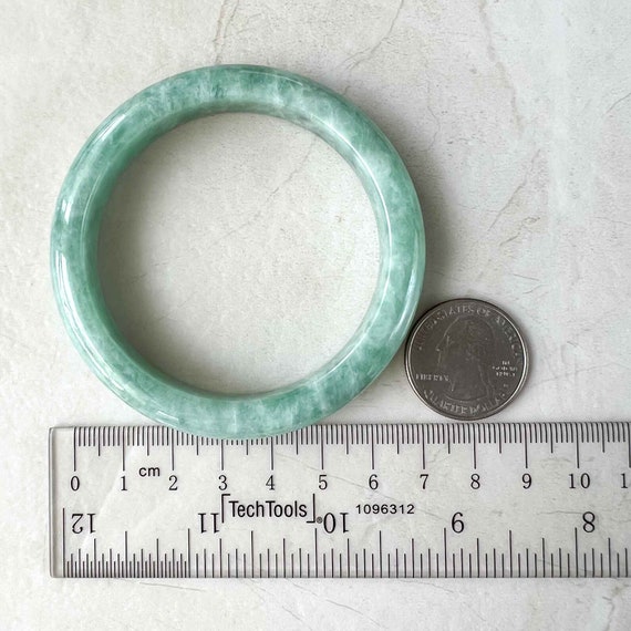 56.7 mm Green Jadeite Jade Bangle, Burmese Grade … - image 8