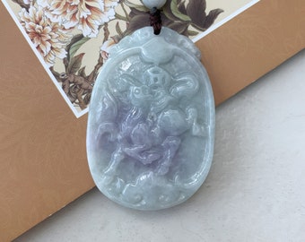 Horse Purple Jade Jadeite Chinese Zodiac Carved Pendant Necklace, YW-0110-1646929430