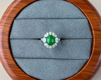 Bague en jade halo de fleurs impériales, bague en jade jadéite verte, or blanc 18 carats avec diamants, taille 5,75, SHWQ-0424-1760841850