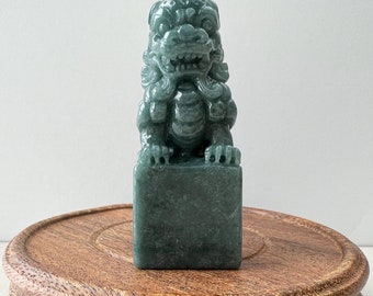 翡翠の獅子、狛犬、中国の守護獅子、中国の手彫り像、置物
