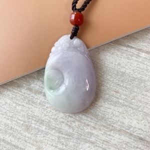 Lila Jadeit Jade Lucky Shell Anhänger Hand geschnitzte Halskette, YJ-0321-0384511