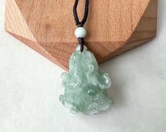 Collana con ciondolo a forma di cavolo verde in giada giadeite, collana di giada, collana Feng Shui, YJ-0622-0410950-2