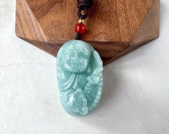 Cradle of Bliss Happy Buddha Jade Pendant, Jadeite Jade Carved Pendant, YW-0110-1734903901