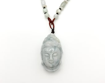 Jadeite Jade Guan Yin Head Carved Pendant Necklace, Jade Quan Am, Jade Kuan Yin, YW-0110-1646848256