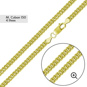 4.9 mm Gold Plated 925 Sterling Silver Miami Curb Chain, Gold Vermeil Chain