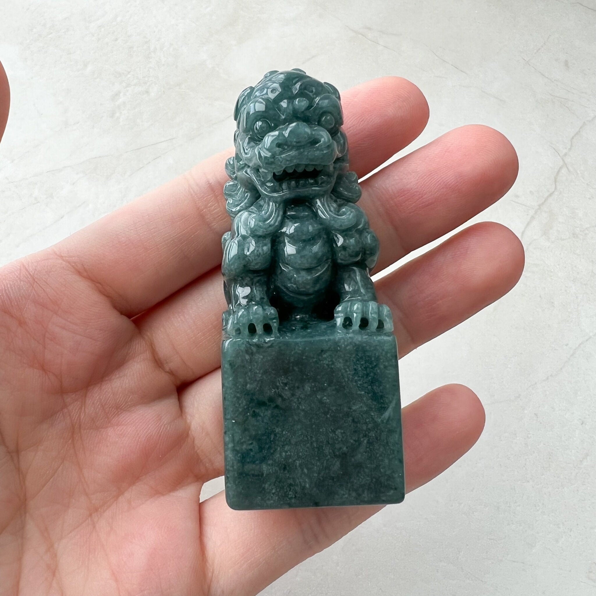 翡翠の獅子、狛犬、中国の守護獅子、中国の手彫り像、置物