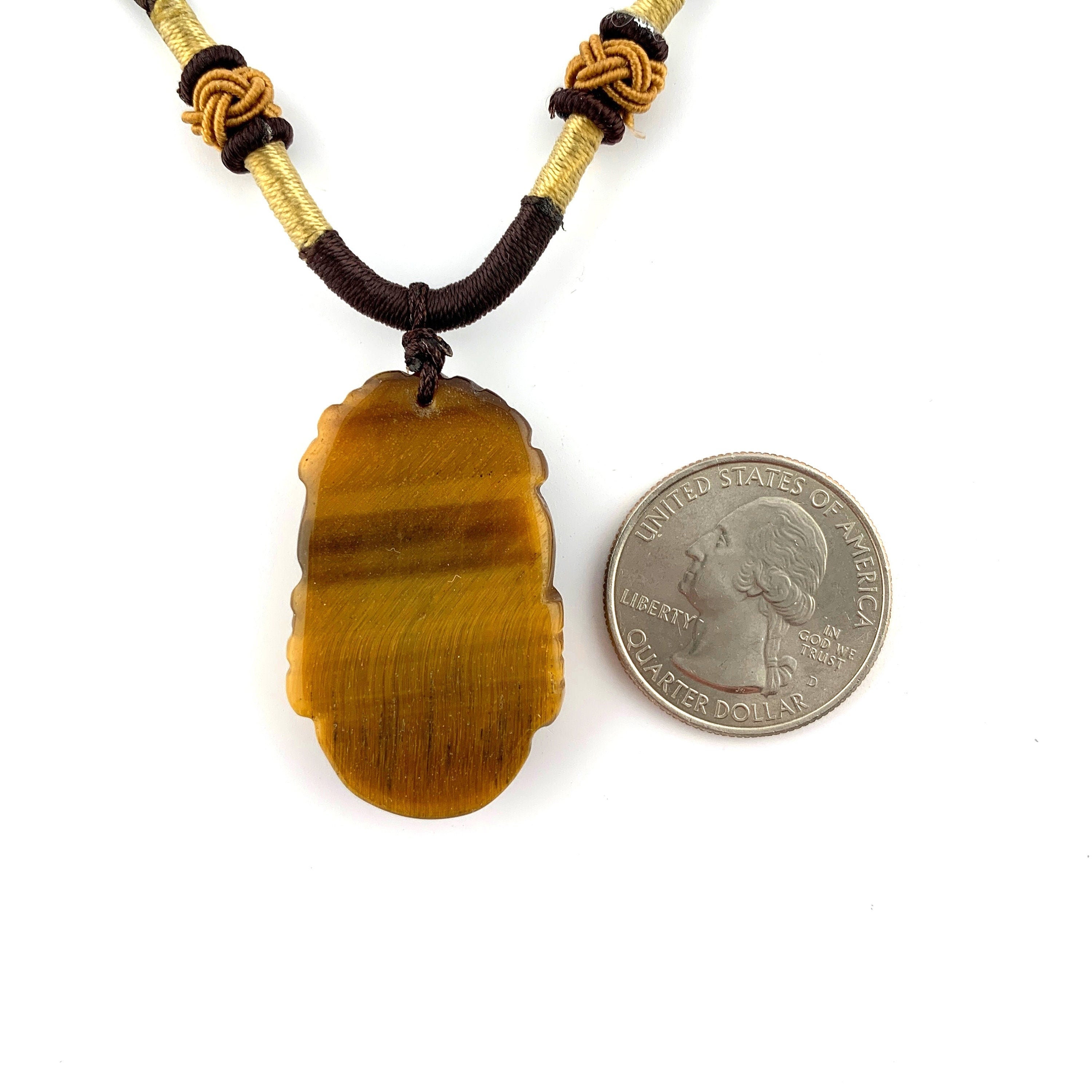 Tiger Eye Pig Chinese Zodiac Carved Pendant Necklace, YW