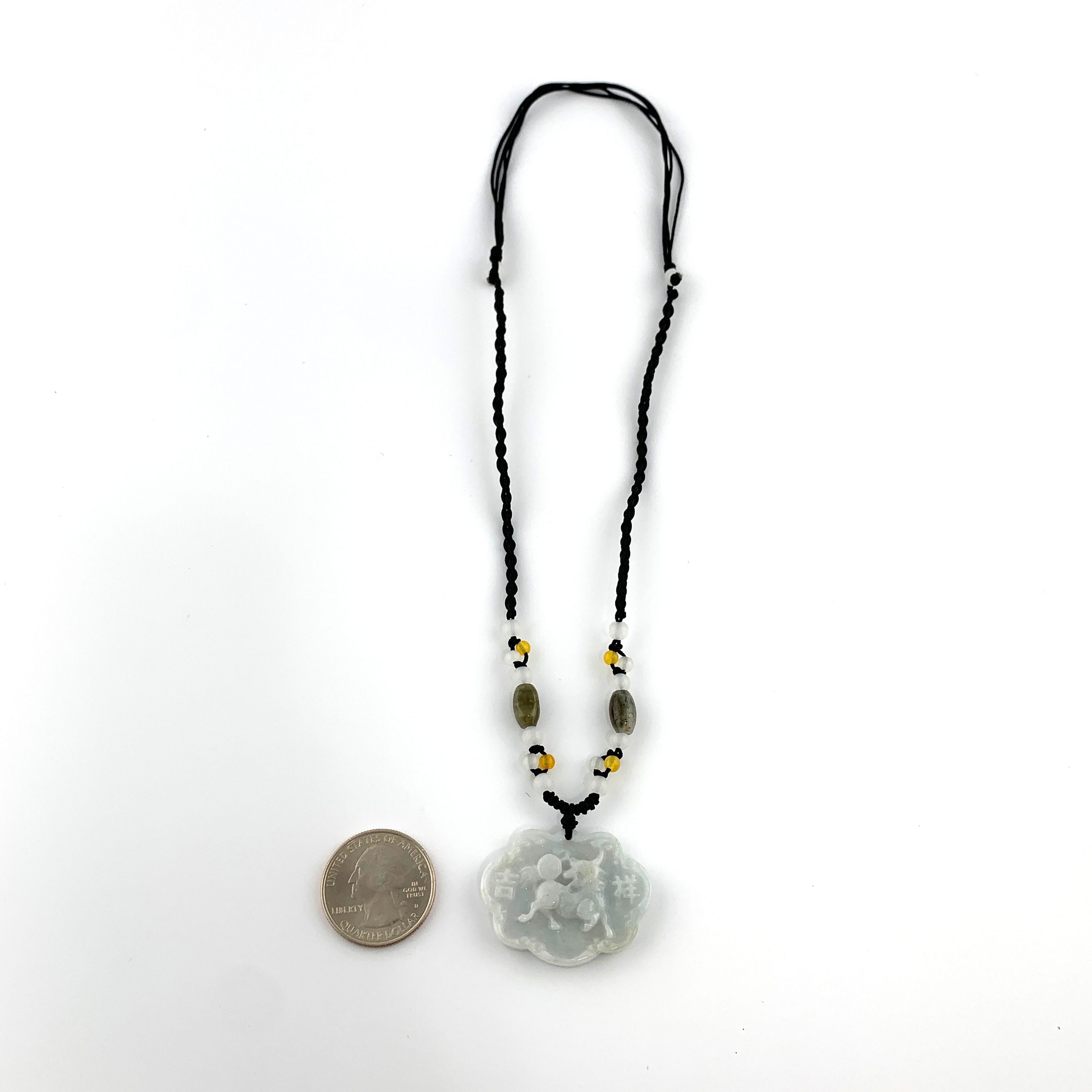 Jadeite Jade Longevity Lock Carved Necklace | Etsy UK