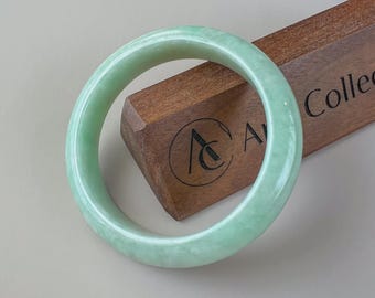 57.8 mm Light Green Burmese Type A Jadeite Jade Classic Bangle