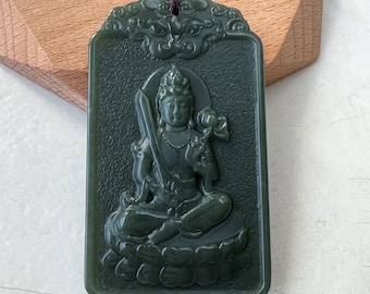 Buddha Akasagarbha in giada nefrite, Xu Kong Zang, Hư Không Tạng Bồ Tát, bodhisattva, collana con ciondolo zodiacale tigre, RM-1221-1649646234