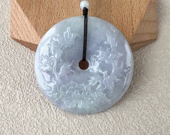 Colgante de donut de armonía de lavanda, jadeíta Ping An Kou, 平安扣, YGR-0223-1708642472
