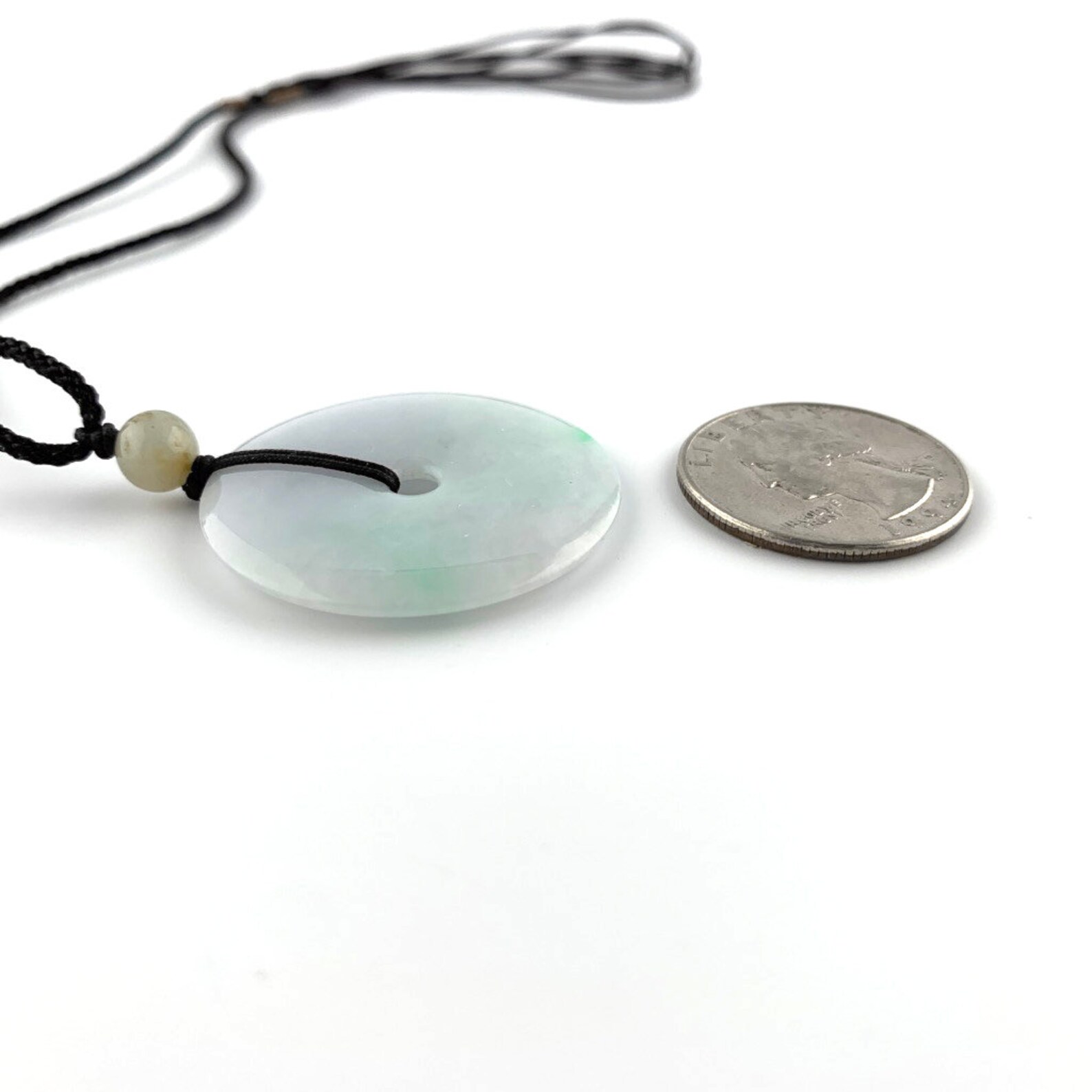 Jade Circle Donut Carved Necklace Etsy