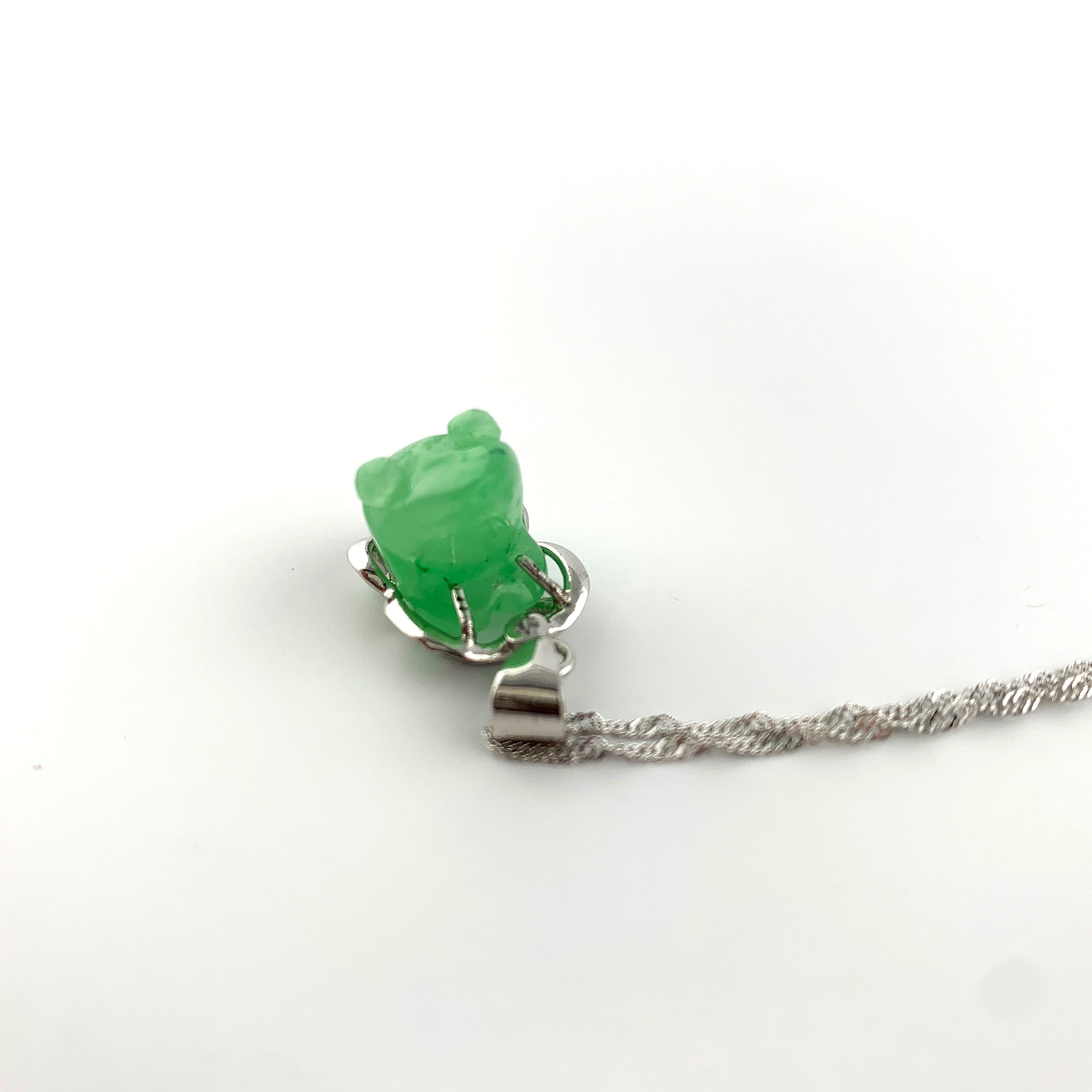 Jade Frog Sterling Silver Necklace Etsy