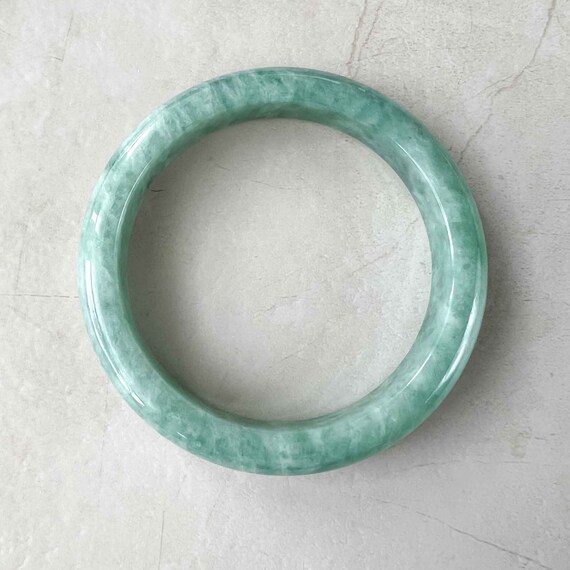 56.7 mm Green Jadeite Jade Bangle, Burmese Grade … - image 7