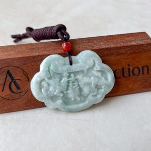 Large Jadeite Jade Longevity Lock Carved Necklace, 长命锁, YJ-0321-0396542 ...