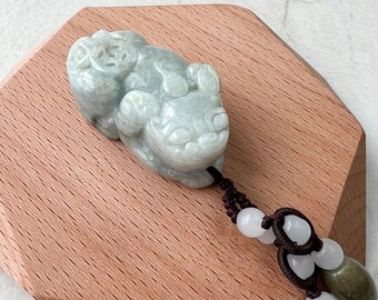 Colgante chino tallado con dragón Pixiu de jadeíta grande, YW-0110-1646980562