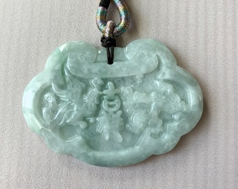 Longevity Lock oriental necklace jadeite agate lapis and cloisonne